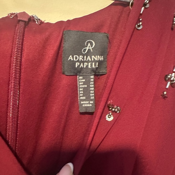 Adrianna Papell Women's AP1E209131 Chiffon V Neck Beaded Dress 18 - NWT - Picture 5 of 7